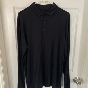Wool Black Long Sleeve Polo Shirt